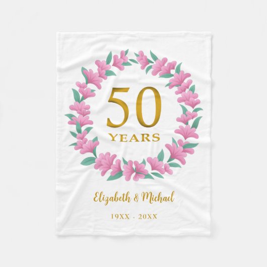 Couverture Polaire 50e anniversaire Golden Floral Rose Wreath (Devant)