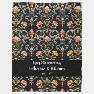 Couverture Polaire 50e anniversaire mariage damas floral