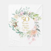 Couverture Polaire 50e anniversaire Mariage d'or Aquarelle Florale (Devant)