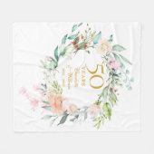 Couverture Polaire 50e anniversaire Mariage d'or Aquarelle Florale (Devant (Horizontal))