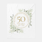 Couverture Polaire 50e anniversaire Mariage or verdure aquarelle (Devant)