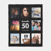 Couverture Polaire 50e anniversaire noir argent photo collage nom (Devant)