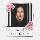 Couverture Polaire 50e anniversaire noir rayures blanches florales ph (Devant)