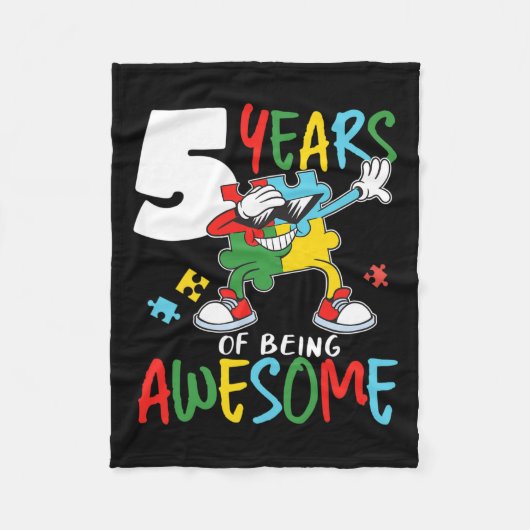 Couverture Polaire 5 Anniversaire Autiste Garçon Fille Autisme Aware (Devant)