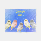 Couverture Polaire 5 chouettes pastel Fleece Blanket (Devant (Horizontal))