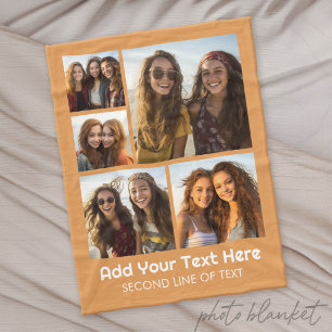 Couverture Polaire 5 Collage de photos - Texte facultatif - Moderne m