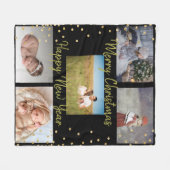 Couverture Polaire 5 Pics Famille Collage Gold Script Noël (Devant (Horizontal))
