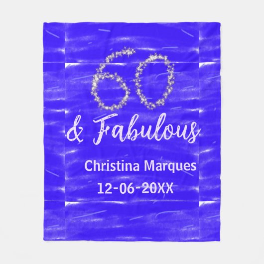 Couverture Polaire 60 & fabuleux anniversaire bleu argent ajouter nom (Devant)