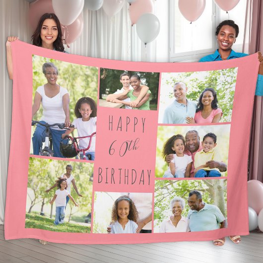 Couverture Polaire 60e anniversaire 7 Photo Collage Corail et Grey