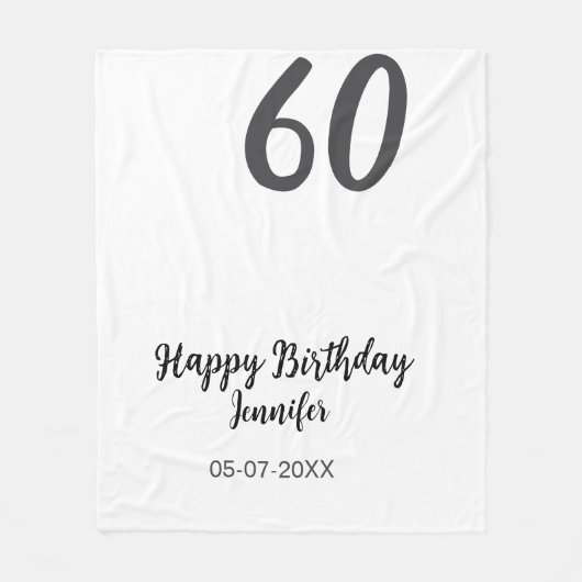 Couverture Polaire 60e anniversaire ajouter nom date année noire modè (Devant)