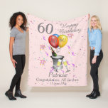 Couverture Polaire 60e Anniversaire Blanche-Toison rose Champagne<br><div class="desc">Une belle couverture de 60e anniversaire. Le tout est accompagné d'un arrière - plan rose pâle avec du texte argenté, de lunettes de champagne, de ballons et de confettis. Parfait comme cadeau pour célébrer un 60e anniversaire, quelque chose qu'ils peuvent chérir et se débrouiller, peut être customisé en modifiant les...</div>