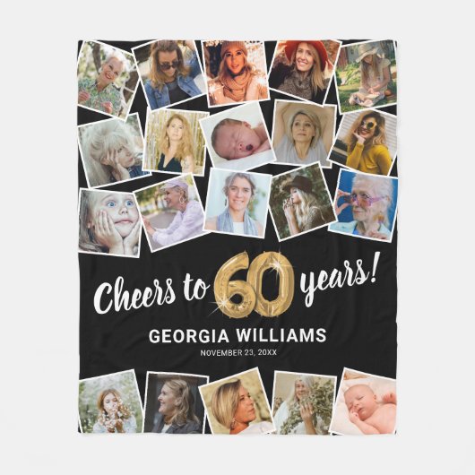 Couverture Polaire 60e anniversaire Cadeau Multi Photo (Devant)