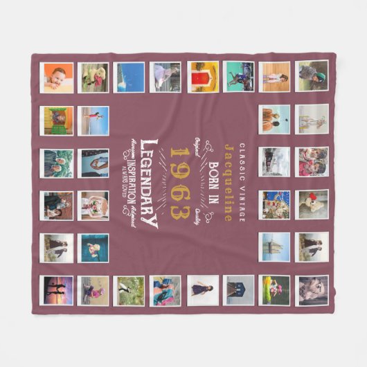 Couverture Polaire 60e anniversaire Modèle photo mère grand-mère Fl (Devant (Horizontal))