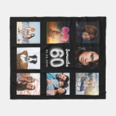 Couverture Polaire 60e anniversaire noir argent photo collage nom (Devant (Horizontal))