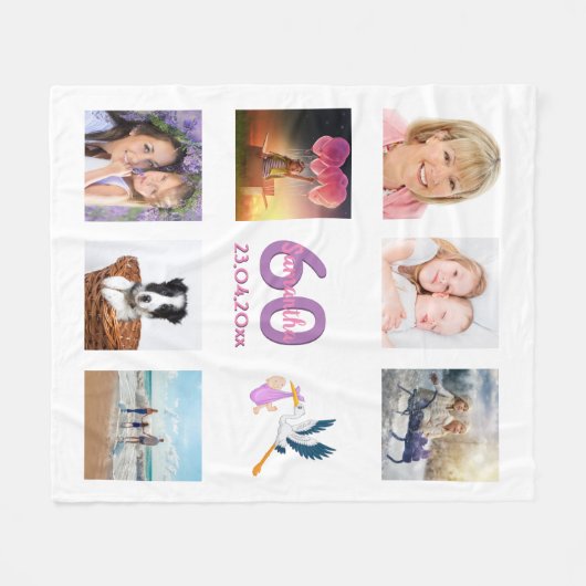 Couverture Polaire 60e anniversaire photo collage blanc (Devant (Horizontal))