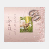 Couverture Polaire 60e anniversaire photo rose or parties scintillant (Devant (Horizontal))