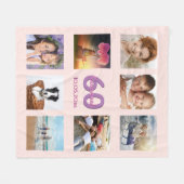 Couverture Polaire 60e anniversaire sur mesure photo collage rose or  (Devant (Horizontal))