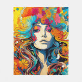 Couverture Polaire 60s 70s Hippy Woman Psychedelic Hippie (Devant)