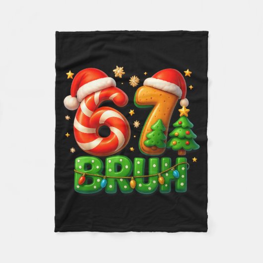 Couverture Polaire 67 Bruh Christmas Candy Cane Gingerbread Design Xm (Devant)