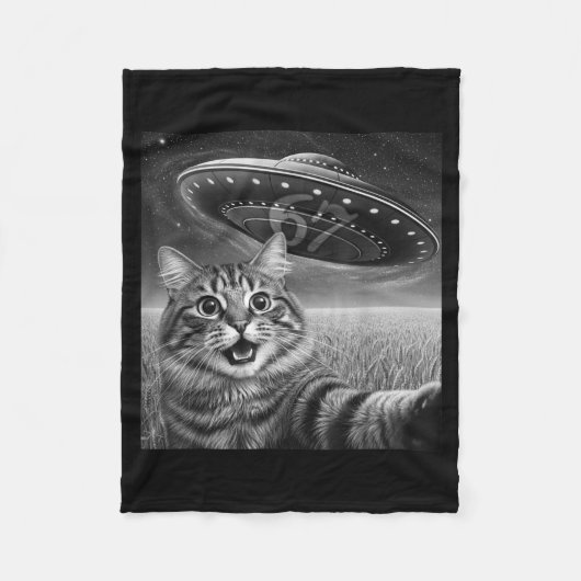 Couverture Polaire 67 Cat Selfie With Alien Ufos Funny Cat Six Seven (Devant)