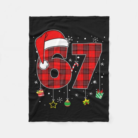Couverture Polaire 67 Christmas Plaid Santa Hat Funny Family Matching (Devant)