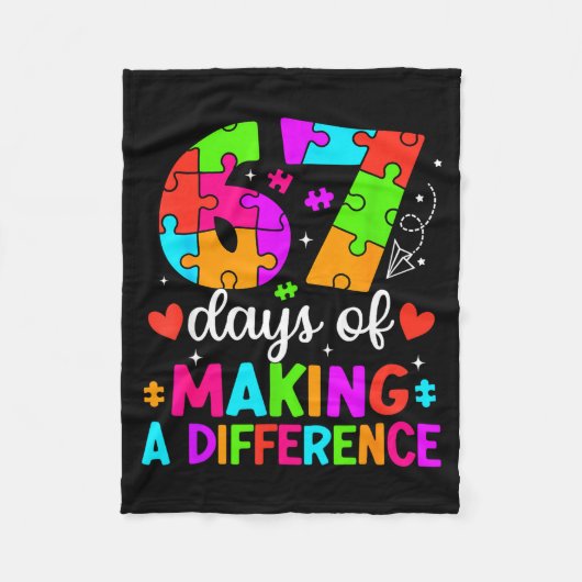 Couverture Polaire 67 Days Of Making A Difference Funny Teacher Stude (Devant)