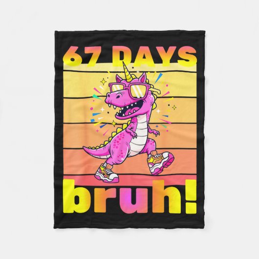 Couverture Polaire 67 Days Of School Bruh Funny Kids Girls Dinosaur U (Devant)