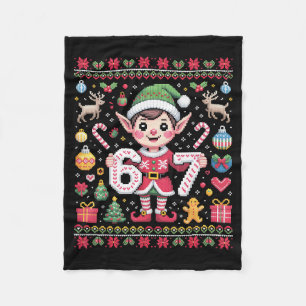 Couverture Polaire 67 Elfe de Noël Sweat Ugly Cute 6 7 Meme Xmas B