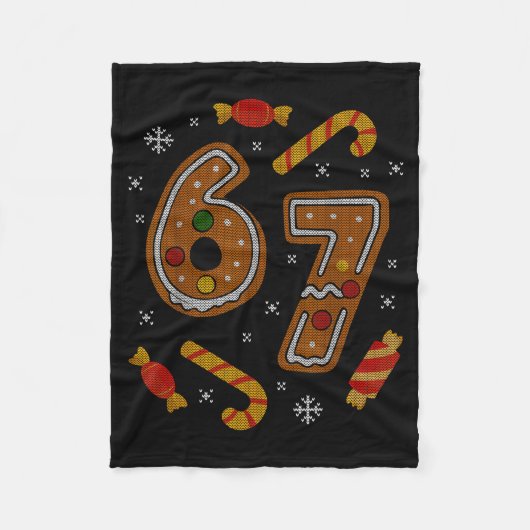 Couverture Polaire 67 Meme Gingerbread Candy Cane Christmas Ugly Swea (Devant)