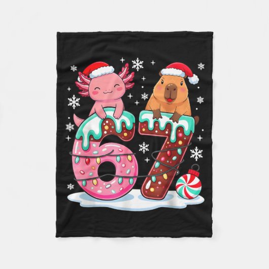 Couverture Polaire 67 Meme Kawaii Axolotl Capybara Christmas Ice Crea (Devant)