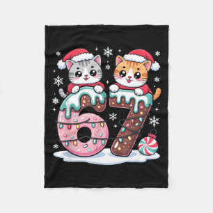 Couverture Polaire 67 Mèmes drôles de chats kawaii Noël glace à l'eau