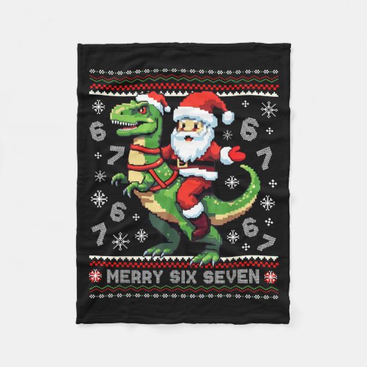 Couverture Polaire 67 Merry Six Seven Santa T Rex Funny Ugly Christma (Devant)