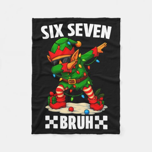 Couverture Polaire 67 Six Seven Bruh Funny Christmas Dabbing Elf 6 7 (Devant)