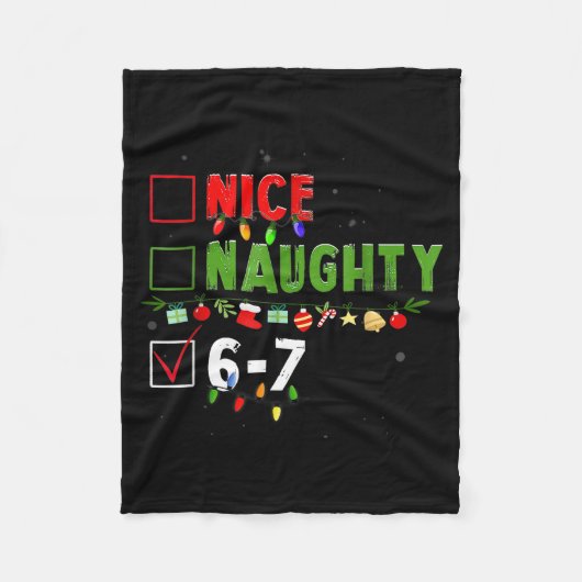 Couverture Polaire 6-7 Mème Nice Naughty 67 Noël Brain Rot Drôle (Devant)