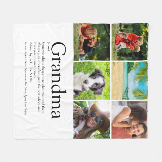 Couverture Polaire 6 Collage photo Meilleure grand-mère, Granny Defin (Devant (Horizontal))