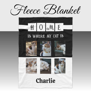 Couverture Polaire 6 photo collage amoureux des animaux noir blanc