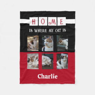 Couverture Polaire 6 photo collage amoureux des animaux noir rouge