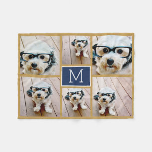 Couverture Polaire 6 Photo Collage Minimaliste Ajouter Votre Monogram