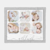 Couverture Polaire 6 Photo Collage Nom du script Couleur personnalisé (Devant (Horizontal))