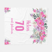 Couverture Polaire 70e anniversaire blanc fleuri rose (Devant (Horizontal))
