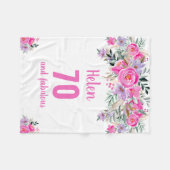 Couverture Polaire 70e anniversaire blanc fleuri rose (Devant (Horizontal))