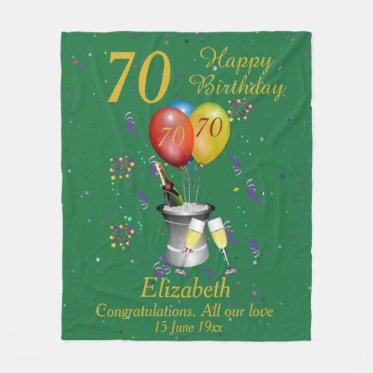 Couverture Polaire 70e anniversaire Célébration Green Fleece Blanket (Devant)