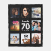 Couverture Polaire 70e anniversaire noir argent photo collage nom (Devant)