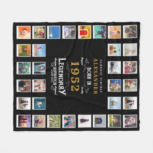 Couverture Polaire 70e anniversaire Photo Collage Père (Devant (Horizontal))