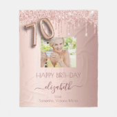 Couverture Polaire 70e anniversaire photo rose or parties scintillant (Devant)