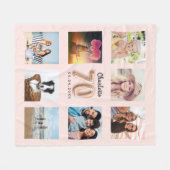 Couverture Polaire 70e anniversaire rose or blush photo collage nom (Devant (Horizontal))