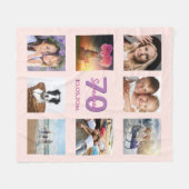 Couverture Polaire 70e anniversaire sur mesure photo collage rose or  (Devant (Horizontal))