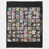 Couverture Polaire 72 Carré Photo Collage Grille avec texte - noir (Devant)