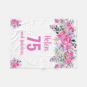Couverture Polaire 75e anniversaire blanc fleuri rose (Devant (Horizontal))