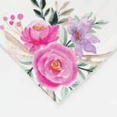 Couverture Polaire 75e anniversaire blanc fleuri rose (Coin)